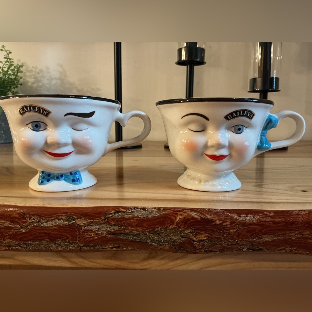 Vintage Kitschy Pair Limited Ed Bailey's Irish Cream HIS & HERS YUM Mugs